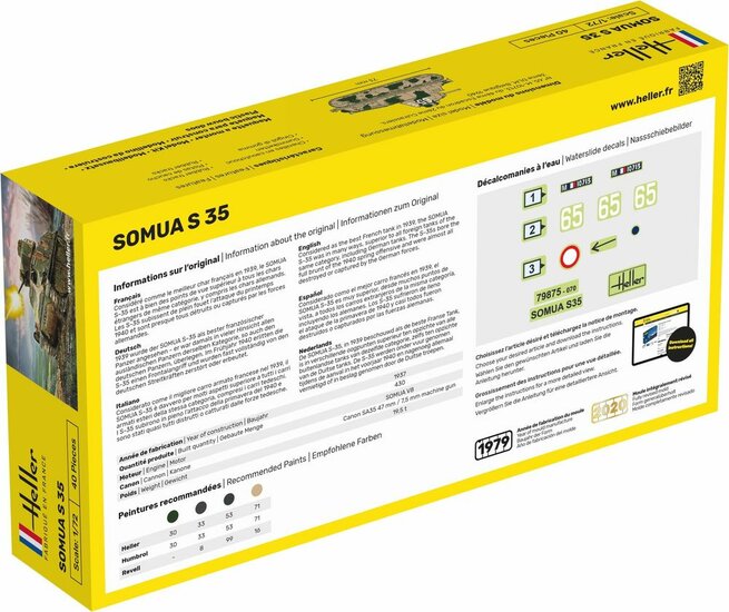 Heller 79875 Somua S35 Bouwpakket Schaal 1:72