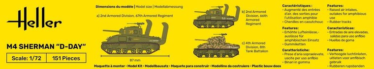 Heller 79892 M4 Sherman D-Day Bouwpakket Schaal 1:72