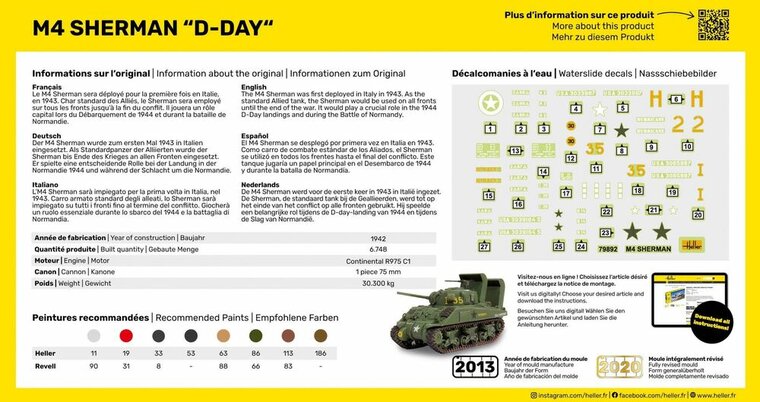Heller 79892 M4 Sherman D-Day Bouwpakket Schaal 1:72