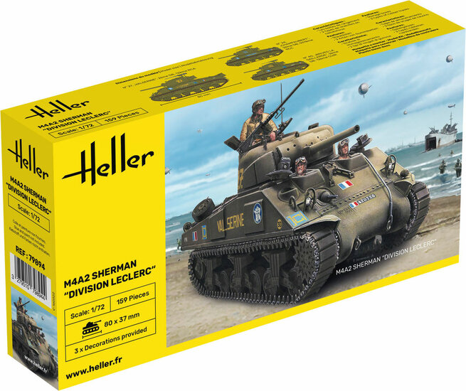 Heller 79894 M4A2 Sherman "Division Leclerc" (deco.FR Bouwpakket Schaal 1:72