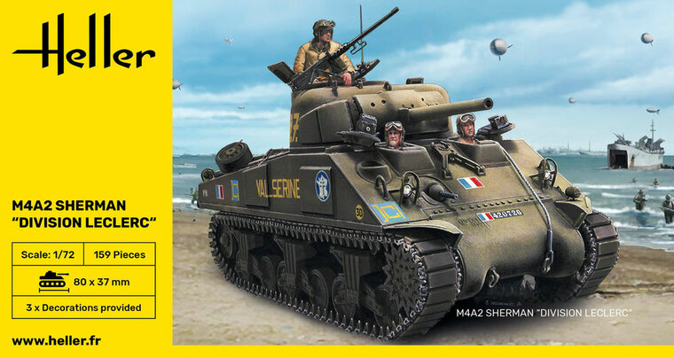 Heller 79894 M4A2 Sherman "Division Leclerc" (deco.FR Bouwpakket Schaal 1:72