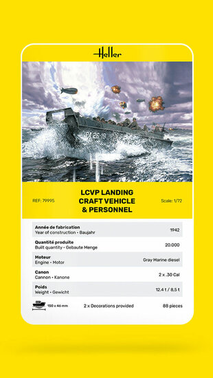 Heller 79995 LCVP Landungsboot mit Besatzung Bouwpakket Schaal 1:72