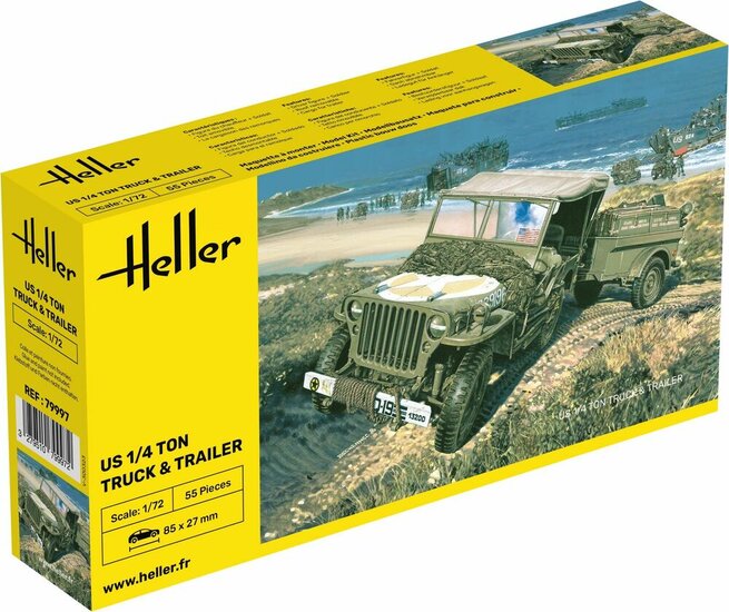 Heller 79997 US 1/4 Ton Truck & Trailer Bouwpakket Schaal 1:72