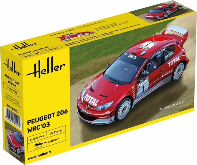 Heller 80113 Peugeot 206 WRC'03 Bouwpakket Schaal 1:43