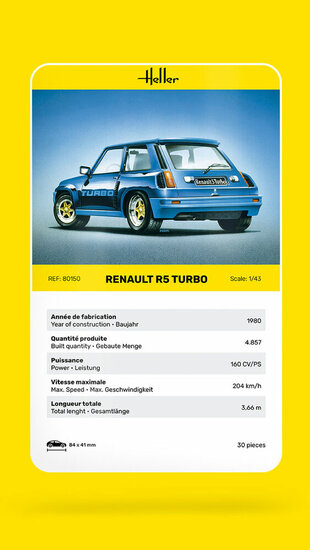 Heller 80150 Renault R5 Turbo Bouwpakket Schaal 1:43