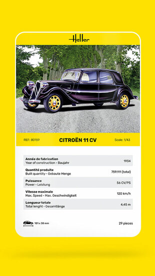Heller 80159 Citroen 11 CV Bouwpakket Schaal 1:43
