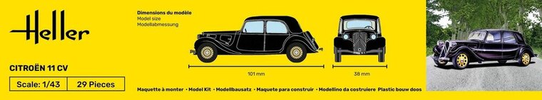 Heller 80159 Citroen 11 CV Bouwpakket Schaal 1:43