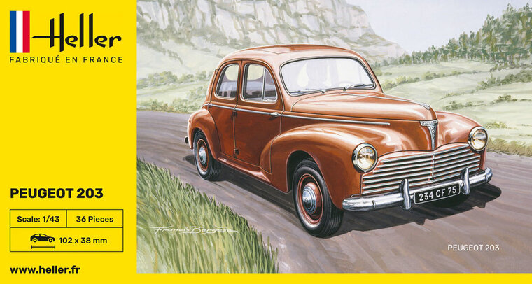 Heller 80160 Peugeot 203 Bouwpakket Schaal 1:43