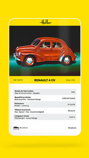 Heller 80174 Renault 4 CV Bouwpakket Schaal 1:43