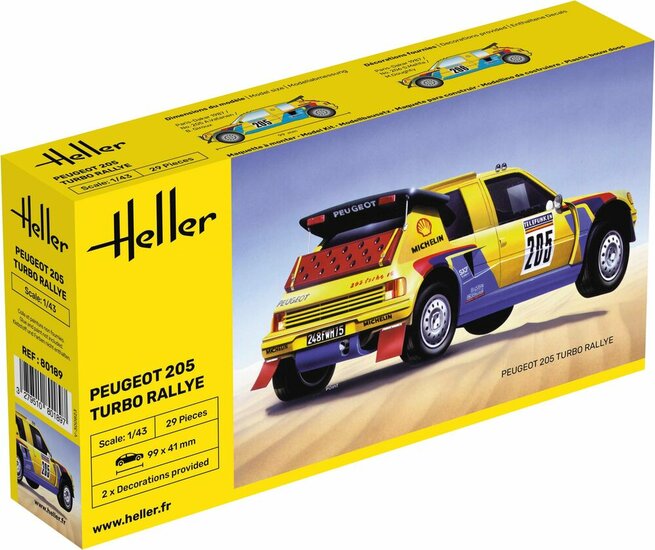 Heller 80189 Peugeot 205 Turbo Rallye Bouwpakket Schaal 1:43