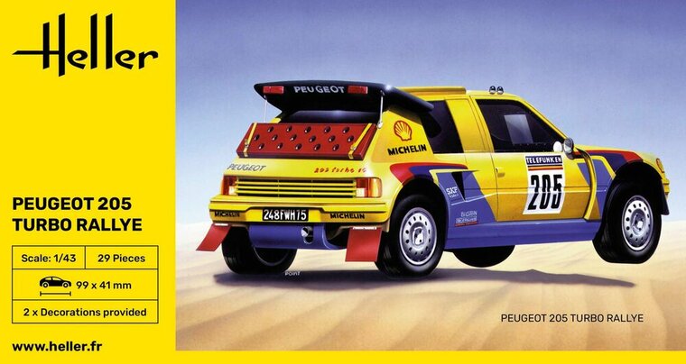 Heller 80189 Peugeot 205 Turbo Rallye Bouwpakket Schaal 1:43