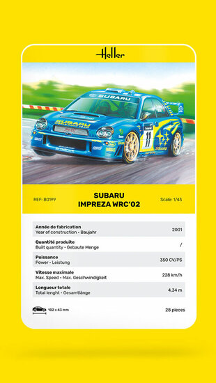 Heller 80199 Impreza WRC'02 Bouwpakket Schaal 1:43