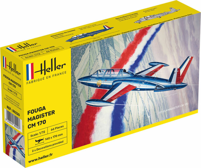 Heller 80220 Fouga Magister CM 170 Bouwpakket Schaal 1:72