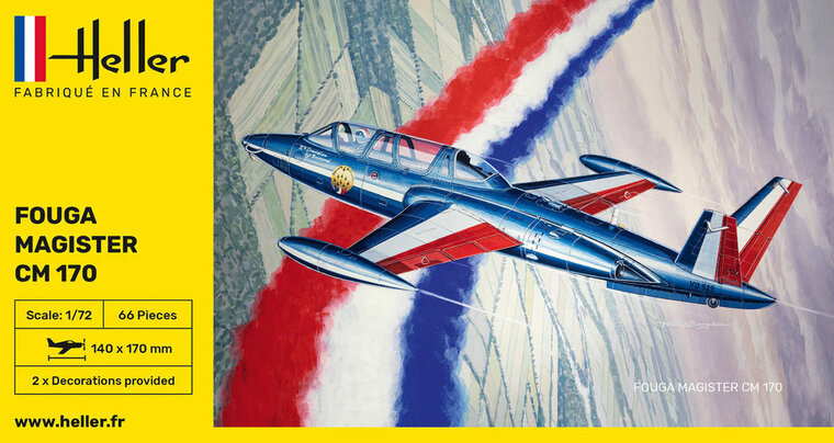 Heller 80220 Fouga Magister CM 170 Bouwpakket Schaal 1:72