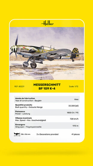 Heller 80229 Messerschmitt Bf 109 K-4 Bouwpakket Schaal 1:72