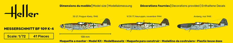 Heller 80229 Messerschmitt Bf 109 K-4 Bouwpakket Schaal 1:72