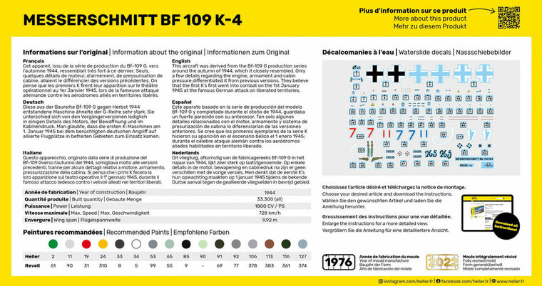 Heller 80229 Messerschmitt Bf 109 K-4 Bouwpakket Schaal 1:72