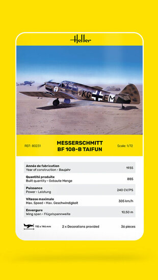 Heller 80231 Messerschmitt Bf 108 B Taifun Bouwpakket Schaal 1:72