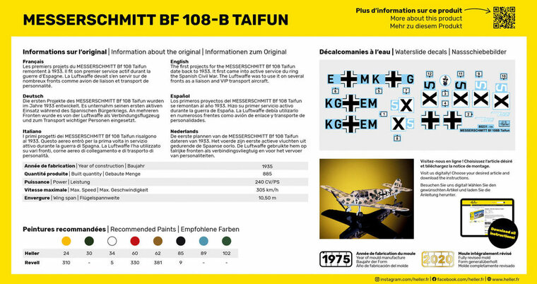 Heller 80231 Messerschmitt Bf 108 B Taifun Bouwpakket Schaal 1:72