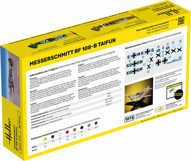 Heller 80231 Messerschmitt Bf 108 B Taifun Bouwpakket Schaal 1:72