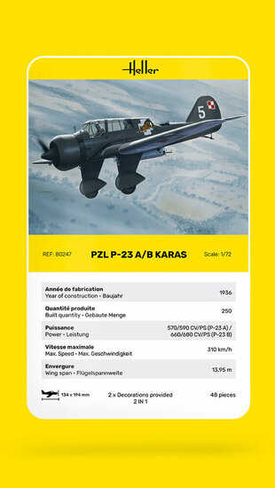 Heller 80247 PZL 23 Karas Bouwpakket Schaal 1:72