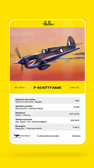 Heller 80266 P-40 Kitty Hawk Bouwpakket Schaal 1:72