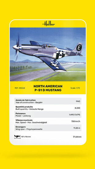 Heller 80268 P-51 Mustang Bouwpakket Schaal 1:72