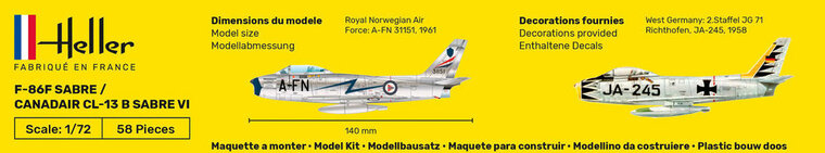 Heller 80277 F-86F SABRE / CANADAIR CL-13 B Sabre VI Bouwpakket Schaal 1:72