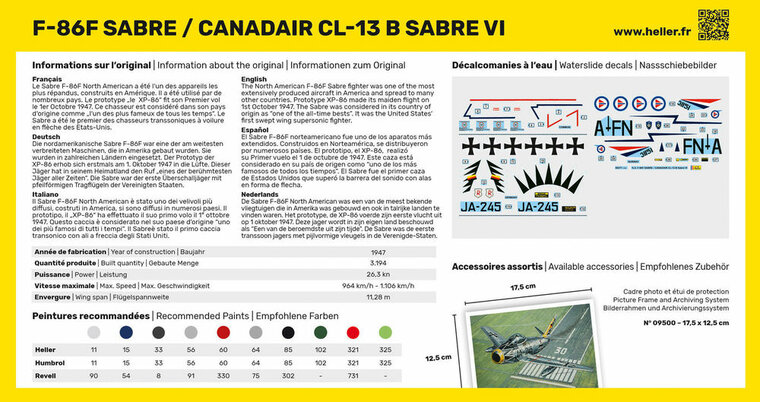 Heller 80277 F-86F SABRE / CANADAIR CL-13 B Sabre VI Bouwpakket Schaal 1:72