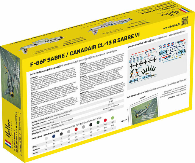 Heller 80277 F-86F SABRE / CANADAIR CL-13 B Sabre VI Bouwpakket Schaal 1:72