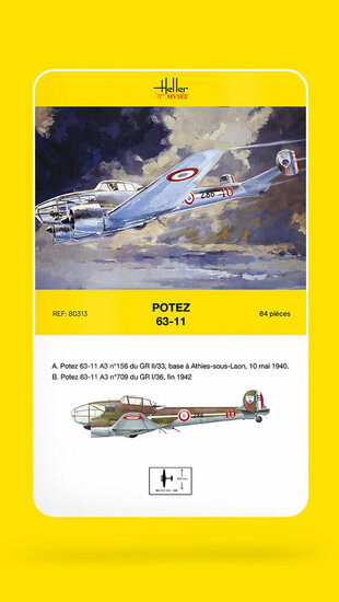 Heller 80313 Potez 63-11 A3, No.156/709 "Heller Museum Bouwpakket Schaal 1:72