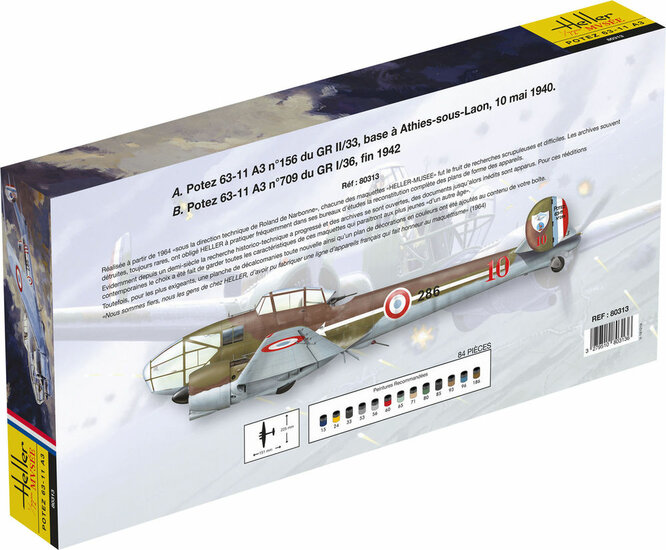 Heller 80313 Potez 63-11 A3, No.156/709 "Heller Museum Bouwpakket Schaal 1:72