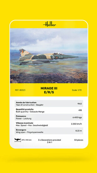 Heller 80323 Mirage III E Bouwpakket Schaal 1:72