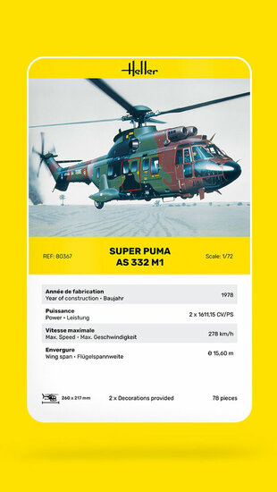 Heller 80367 Super Puma AS 332 M1 Bouwpakket Schaal 1:72 vliegtuig/helikopter