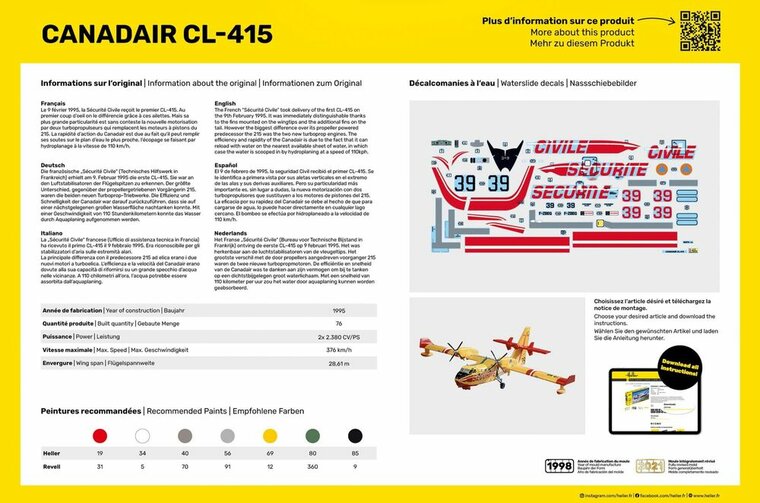 Heller 80370 Canadair CL-415 Bouwpakket Schaal 1:72 vliegtuig