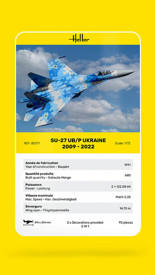 Heller 80371 SU-27 UB/P Ukraine Bouwpakket Schaal 1:72 vliegtuig