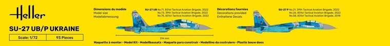 Heller 80371 SU-27 UB/P Ukraine Bouwpakket Schaal 1:72 vliegtuig