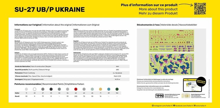 Heller 80371 SU-27 UB/P Ukraine Bouwpakket Schaal 1:72 vliegtuig