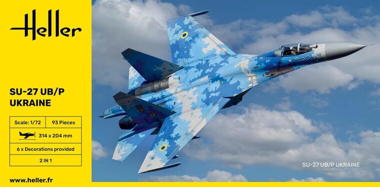 Heller 80371 SU-27 UB/P Ukraine Bouwpakket Schaal 1:72 vliegtuig