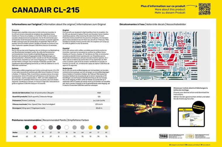 Heller 80373 Canadair CL-215 Bouwpakket Schaal 1:72 vliegtuig