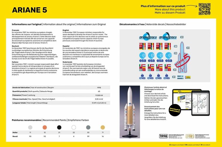 Heller 80441 Ariane 5 Bouwpakket Schaal 1:125