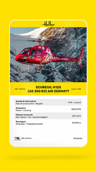 Heller 80490 ECUREUIL H125 (AS 350 B3) AIR ZERMATT Bouwpakket Schaal 1:48