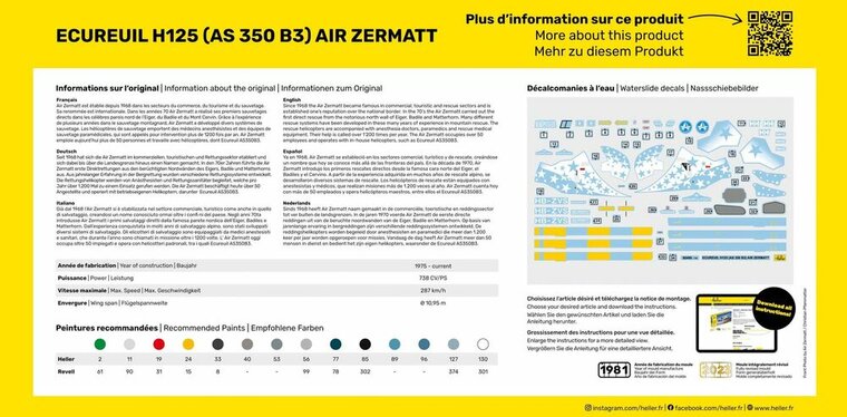 Heller 80490 ECUREUIL H125 (AS 350 B3) AIR ZERMATT Bouwpakket Schaal 1:48