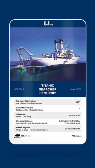 Heller 80615 Titanic Searcher "Le Suroit" Bouwpakket Schaal 1:200