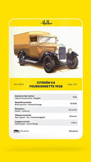 Heller 80703 Citroen C4 Fourgonnette 1928 Bouwpakket Schaal 1:24