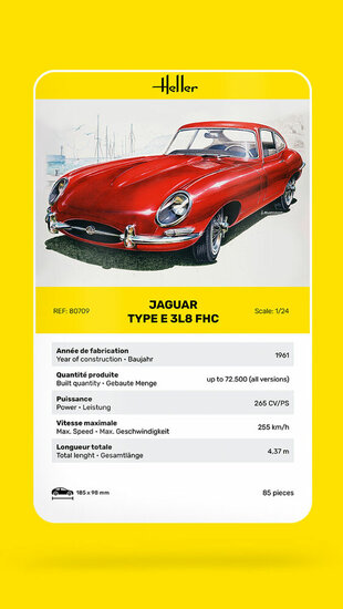 Heller 80709 Jaguar Type E 3L8 FHC Bouwpakket Schaal 1:24