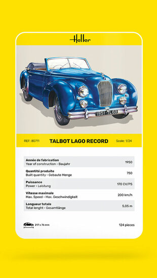 Heller 80711 Talbot Lago Record Bouwpakket Schaal 1:24