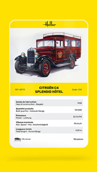 Heller 80713 Citroen C4 "Splendid Hotel Bouwpakket Schaal 1:24