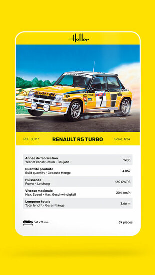 Heller 80717 Renault R5 Turbo Bouwpakket Schaal 1:24