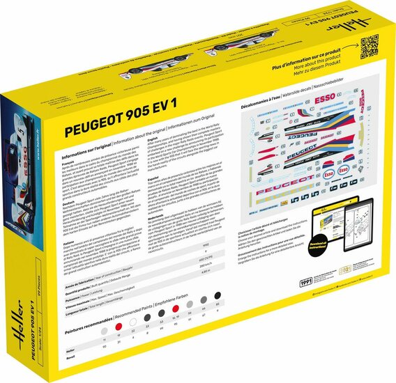 Heller 80718 Peugeot 905 EV 1 Bouwpakket Schaal 1:24